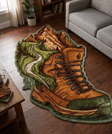 Ranger Boot Novelty-Shaped Rug — Rugged Boot-Shaped Accent Rug For Cabin, Kids' Rooms Or Mudroom; Tough, Washable Surface With Non-Slip Backing