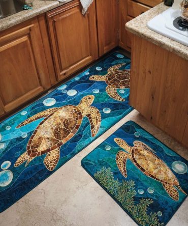 Reef-Inspired Kitchen Rug — Non-Slip Ocean Print Area Mat, Machine-Washable, Durable Low-Profile Runner For Coastal Homes