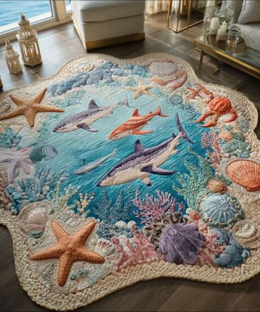 Reef Guardians Shaped Rug - Bold Coral Reef & Tropical Fish Design, Soft Pile With Anti-Slip Backing For Kids Rooms And Bathrooms
