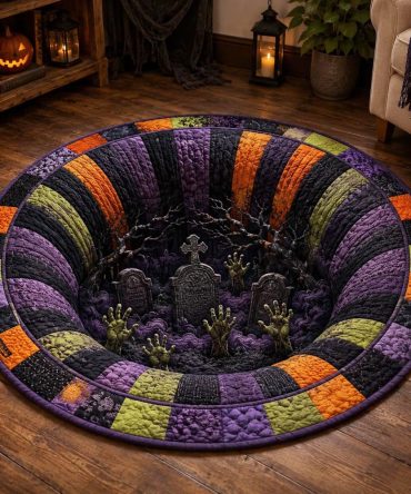 Revenant Night Round Area Rug — Haunted Nightscape Accent Rug, Plush Round Floor Mat With Fade-Resistant Print And Non-Slip Backing For Indoor Use