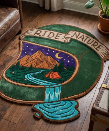 River Escape Kids Rug — Custom-Shaped Playroom & Nursery Area Rug, Soft Durable Fiber, Non-Slip Backing, Easy-Clean, Adventure Accent