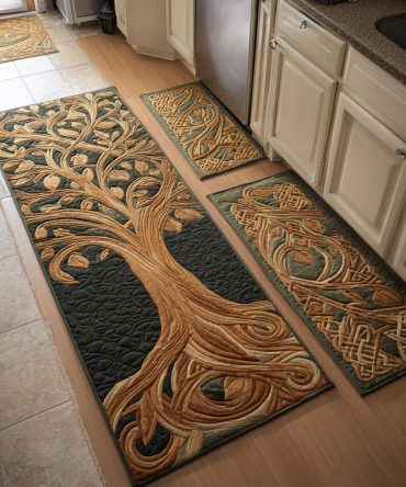 Rooted Glow Kitchen Rug — Warm Earth-Tone Runner, Non-Slip Low-Profile Mat, Fade-Resistant & Easy-Care For Kitchens