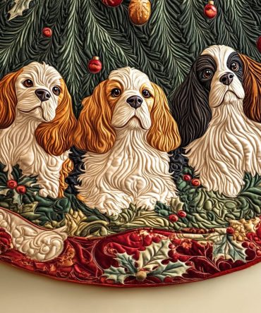 Royal Canine Comfort Quilted Christmas Tree Skirt — Regal Dog-Themed Holiday Accent With Plush Quilting For Elegant Pet-Friendly Décor