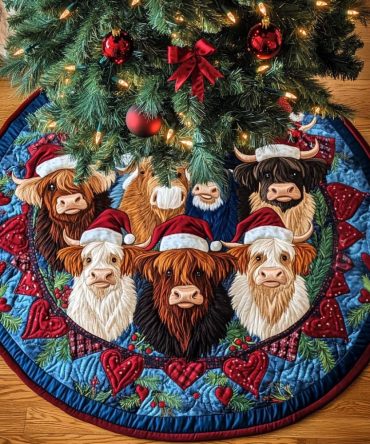 Rustic Yuletide Quilted Tree Skirt — Farmhouse Holiday Skirt With Warm Plaid & Embroidered Accents, Durable Backing, Cozy Seasonal Decor
