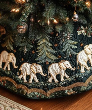 Safari Noel Quilted Tree Skirt — Rustic Safari Christmas Décor With Animal Motifs, 48In Quilted Cotton Blend, Soft Fill, Machine Washable