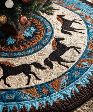Sagebrush Sky Quilted Holiday Tree Skirt — Rustic Western Christmas Decor, Soft Quilted Fabric For Cozy Farmhouse Style