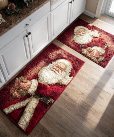 Santa Dreams Plush Kitchen Runner — Soft Non‑Slip Holiday Mat, Machine Washable, Cozy Seasonal Rug For Home & Entryway