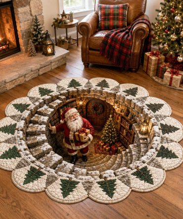 Santa Magic Shaped Christmas Rug — Vibrant Holiday Area Mat, Plush & Durable With Non-Slip Backing, Perfect For Living Room