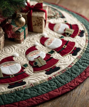 Nostalgic Quilted Christmas Tree Skirt — Santa Memory Design, Timeless Holiday Accent With Cozy Quilting & Durable Finish