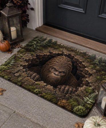 Sasquatch Rift 3D Doormat — Bigfoot Welcome Mat For Cabin & Rustic Entryway, Outdoor Porch Rug For Nature Lovers