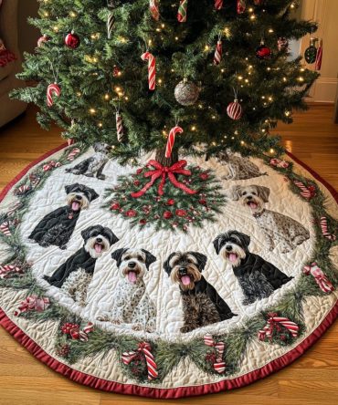 Schnauzer Tree Charm Quilted Christmas Tree Skirt — Elegant Pet Design, Soft Quilting For Festive Home Styling And Gift Giving