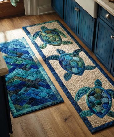 Sea Journey Kitchen Runner — Coastal Non-Slip Rug With Nautical Hues, Machine-Washable Low-Pile Mat For Beachy, Durable Kitchen Style