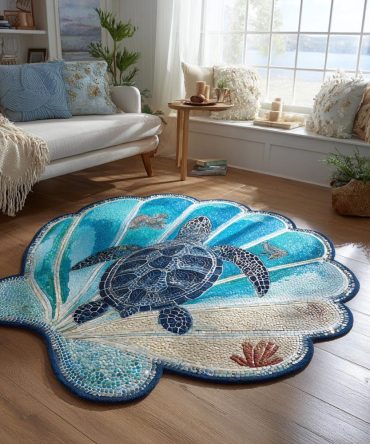 Sea Spirit Flow Custom-Shaped Area Rug — Graceful Sea Creature Motif, Premium Soft Rug With Non-Slip Backing For Coastal Living & Bedrooms