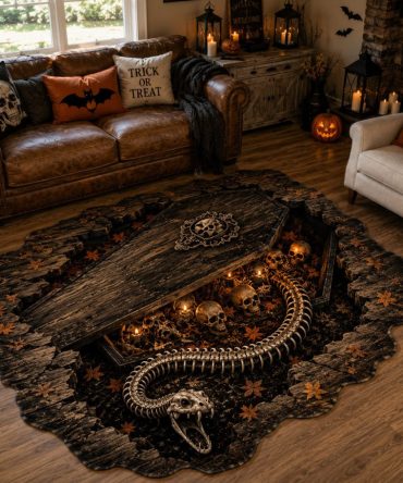 Serpent'S Awakening Snake Motif Rug — Custom-Shaped Reptile Design Area Rug, Dramatic Accent With Durable Low-Pile And Non-Slip Backing For Home