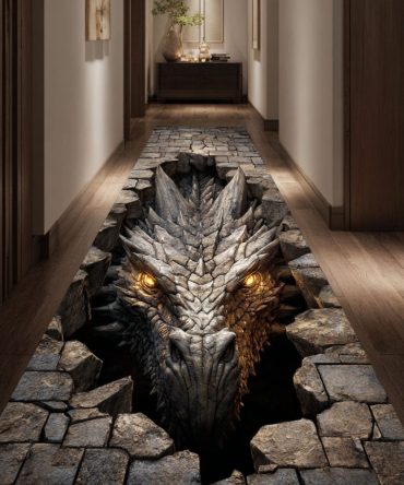 Shadow Lair Beast Runner Rug — Dark Fantasy Hallway Runner Carpet For Entryway, Durable Stain-Resistant Accent Rug