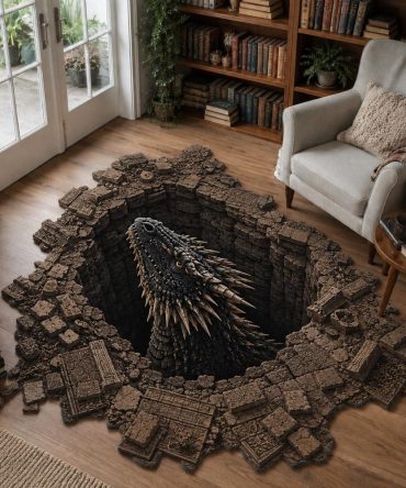 Shadow Sentinel Dark-Tone Custom-Shaped Area Rug — Dramatic Black & Gray Accent Rug, Durable Low-Pile, Fade-Resistant, Available In Multiple Sizes