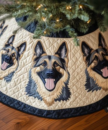 Shepherd Gathering Quilted Tree Skirt — Warm Holiday Dog Decor , Classic Quilted Base For Christmas Trees, Perfect For Pet Households