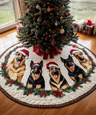 Shepherd Glow Quilted Tree Skirt — Warm Neutrals & Rustic Embroidery, Premium Holiday Tree Base Cover To Elevate Living Room Décor