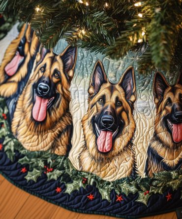 Shepherd Snowflake Bliss Quilted Christmas Tree Skirt — Winter Shepherd & Snowflake Holiday Skirt For Cozy Nativity Displays