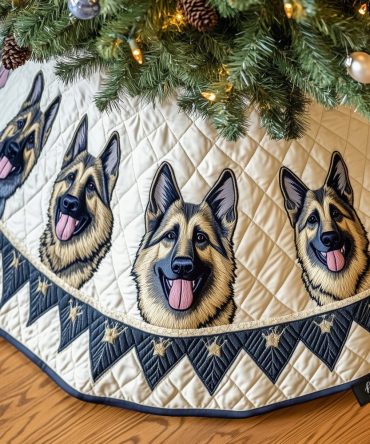 Shepherd Winter Wonder Quilted Christmas Tree Skirt — Nativity & Shepherd-Inspired Holiday Skirt For Classic Seasonal Displays