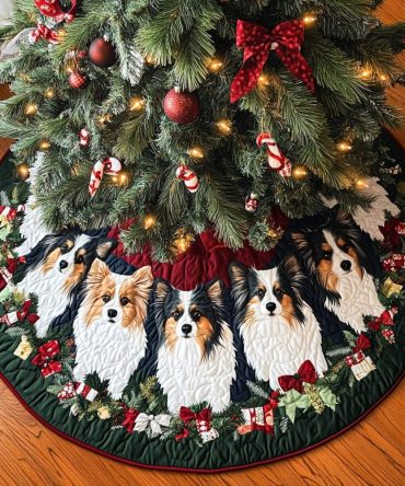 Magic Quilted Holiday Tree Skirt For Shetland Sheepdog Owners — Festive Dog-Themed Skirt, Soft, Durable & Machine-Washable
