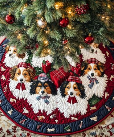 Wonder Quilted Holiday Tree Skirt For Shetland Sheepdog Lovers — Wonder Edition Dog-Themed Christmas Decor, Soft & Durable