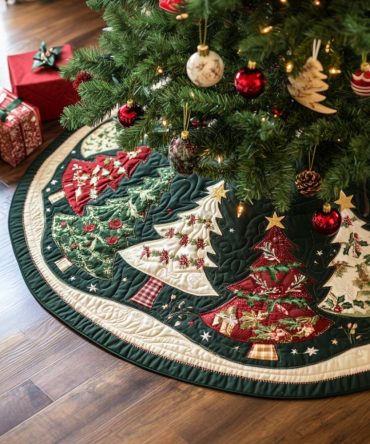 Silent Glow Quilted Christmas Tree Skirt — 48" Subtle Luminous Holiday Tree Skirt, Soft Quilting, Easy-Care Accent For Home Festivities