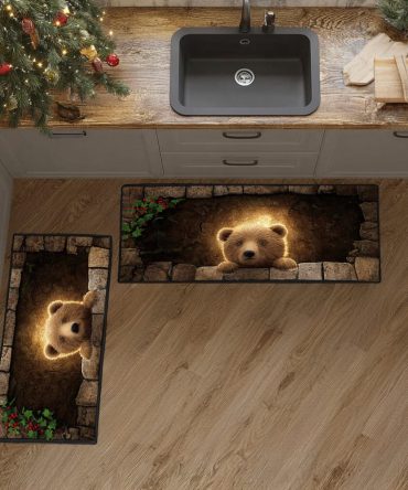 Silent River Edge Kitchen Runner — Nature-Inspired Non-Slip Rug, Low-Pile Polyester Mat, Machine-Washable, Stain-Resistant For Kitchens & Halls