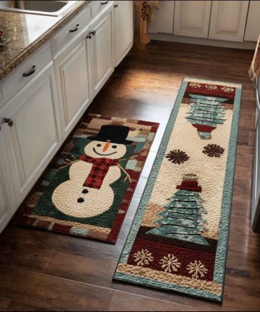 Silent Snowfall Plush Kitchen Runner - Non-Slip Holiday Mat, Machine-Washable Soft Rug Ideal For Cozy Winter Decor