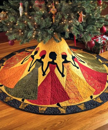 Bold Sister Strength Quilted Christmas Tree Skirt - Empowering Holiday Tree Skirt With Statement Stitching, Cozy Durable Finish, Gift For Her