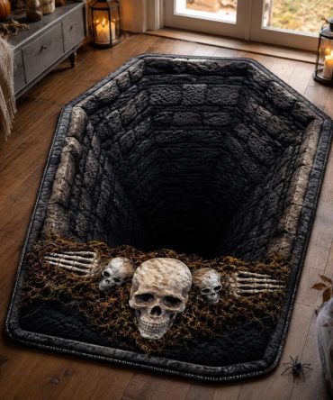 Skeleton Abyss Decorative Rug — Custom-Shaped Halloween Floor Mat For Haunted Rooms, Non-Slip, Soft Cushion