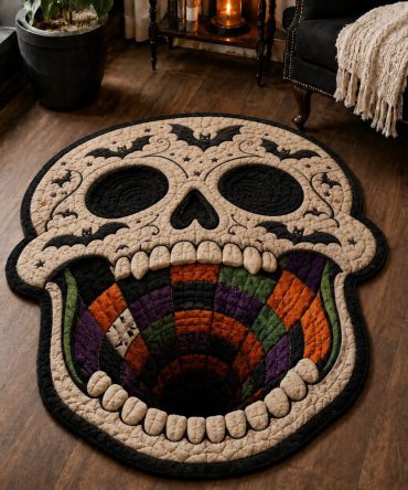 Skull Mouth Abyss Rug — Custom-Shaped Gaping Skull Floor Mat For Halloween, Entryway, Living Room & Haunted Decorations