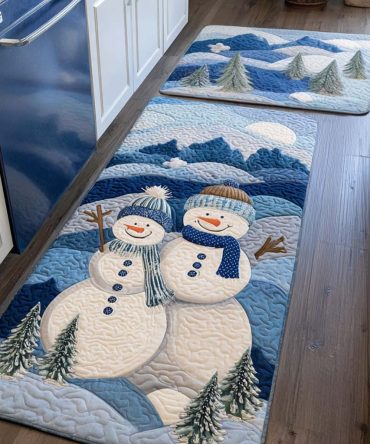 Snow Day Fun Kitchen Runner - Festive Anti-Skid Christmas Rug, Soft Plush Machine-Washable Mat For Holiday Kitchens & Family Spaces