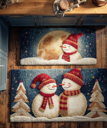 Cheerful Snow Day Kitchen Runner — Plush Non‑Slip Mat With Machine Washable Fabric, Soft Comfort For Busy Kitchens & Entryways