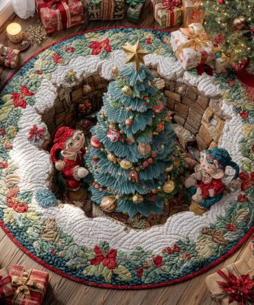 Elegant Snowflake Wonder Holiday Rug — Ultra-Soft 48In Round Winter Accent With Fade-Resistant Print & Non-Slip Backing