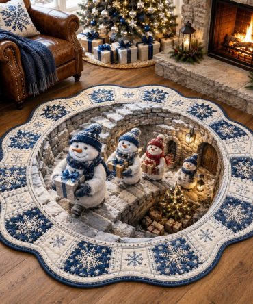 Snowman Wonderland Shaped Rug — Charming Holiday Area Mat For Entryways, Playrooms & Christmas Decorating