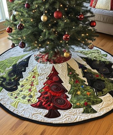 Snowy Jubilee Quilted Christmas Tree Skirt — Classic Snowflake Holiday Skirt With Plush Quilting , Showcase Your Tree In Cozy Style