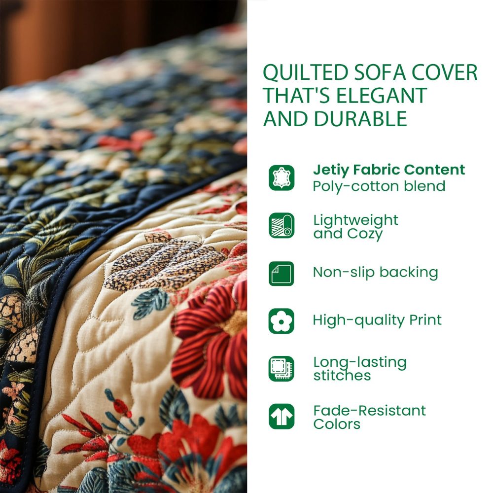 Coastal Blue Quilted Sofa Slipcover — Beach-Inspired Furniture Protector For Sectional & Sofa, Pet-Friendly, Machine Washable, 3-Seater Fit - Image 7