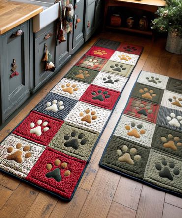 Soft Paw Pathway Kitchen Rug — Plush Paw Print Runner With Anti-Slip Backing, Cozy & Washable Mat For Pet-Friendly Homes
