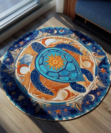 Organic Soul & Shell Round Area Rug - Earthy Shell Motif, Eco-Inspired Fibers, Low-Maintenance Plush Circular Rug For Cozy Interiors & Nurseries