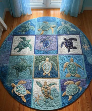 Spirit Turtle Round Rug — Nautical Turtle Motif Round Carpet, Soft Plush For Coastal, Kids & Eco-Inspired Interiors