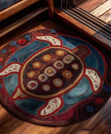 Artisan Spirit Shell Circular Area Rug - Subtle Coastal Shell Pattern, Premium Soft Pile, Stain-Resistant Round Rug For Modern Homes & Patios
