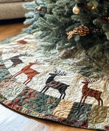 Starlit Serenade Quilted Tree Skirt — Star Motifs & Subtle Metallic Threading, Luxurious Quilted Base To Highlight Ornaments & Holiday Lighting