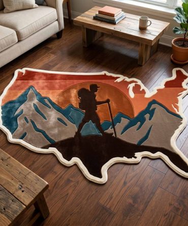Summit Path Mountain-Shaped Rug — Alpine Trail Accent Rug For Lodge, Cabin Or Modern Mountain Décor; Plush, Durable And Non-Slip