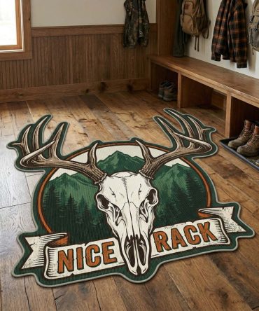 Summit Trophy Custom Rug — Mountain-Themed Shaped Area Rug, High-Performance Cabin Floor Mat, Durable & Slip-Resistant