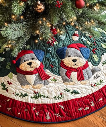 Tartan Scottie Holiday Tree Skirt – Classic Plaid Quilted Design, Scottish Dog Motif Christmas Decor & Perfect Stocking-Alt Gift