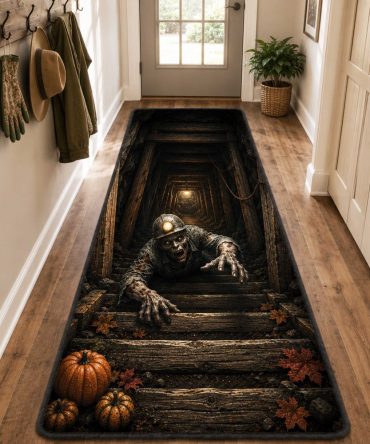 Terror Pit Halloween Runner Rug — Bone-Chilling Hallway & Stair Accent, Non-Slip, Durable Fade-Resistant Print , Party & Porch Ready