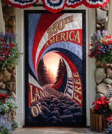Brave New Vista Quilted Door Cover — Scenic Panorama Quilted Panel, Insulated Entryway Accent For Bold Rustic Or Modern Interiors