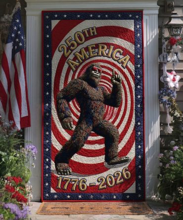 Great American Cryptid Quilted Door Cover — Whimsical Bigfoot Motif On Insulated Quilted Fabric For Cabin Or Novelty Decor
