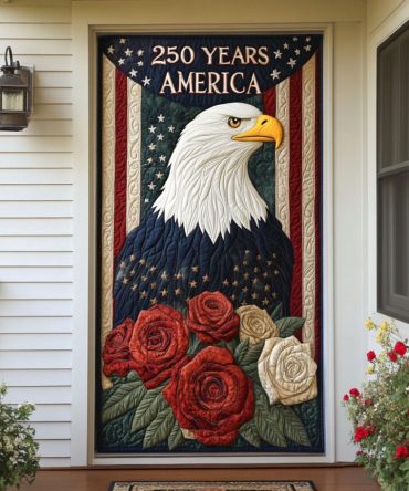 Independence Mosaic Quilted Door Cover — Patriotic Geometric Design, Insulated Quilted Panel For Bold Entryway Appeal